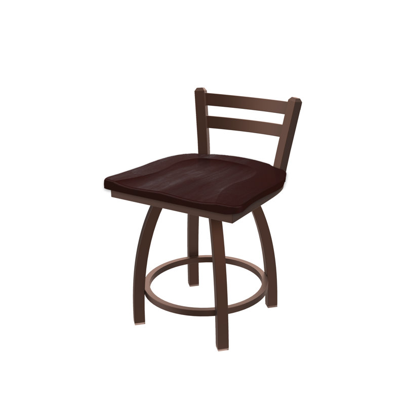 Jackie Metal Accent Stool, Bronze, Wood-Dark Cherry Maple