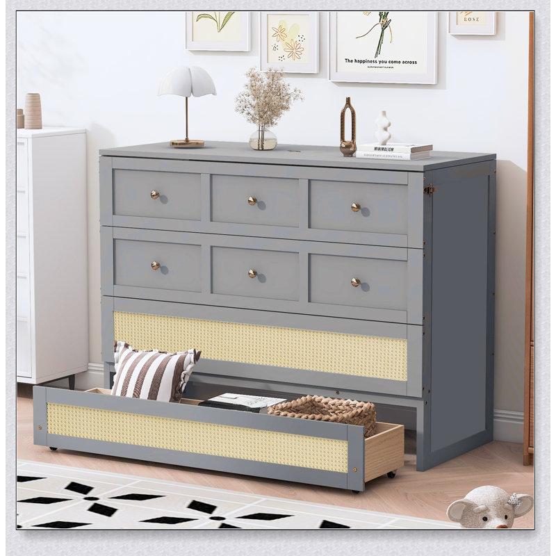 Murphy Bed With Large Drawers, Gray