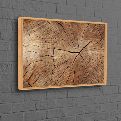 Reproduction d'art moderne à texture de bois avec des motifs d'anneaux d'arbre abstraits et une décoration murale brune contemporaine pour une touche unique dans votre salon, chambre à coucher ou bureau