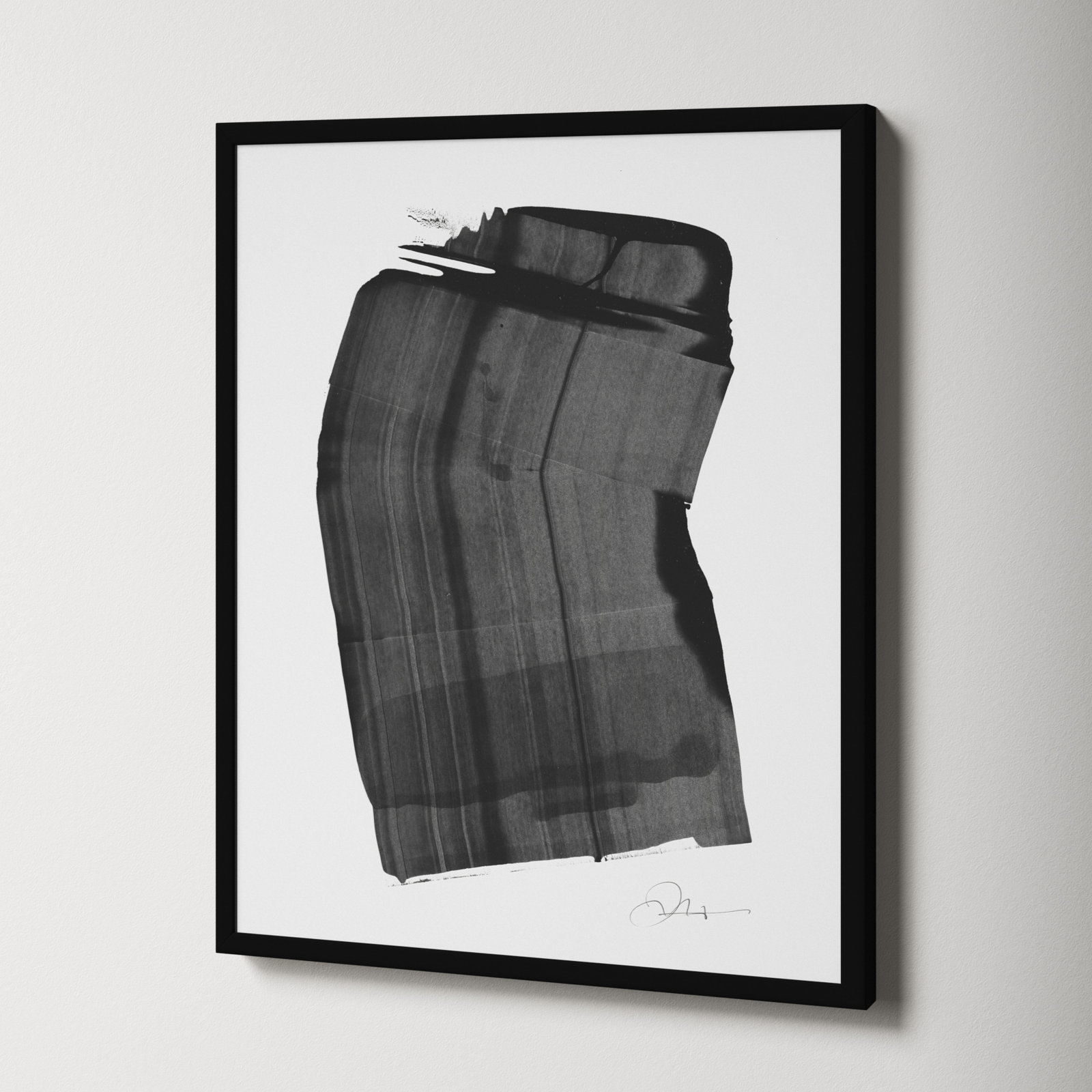Brushstroke 1 by Jacques Pilon, 25" H x 20" W x 1.25" D, Black