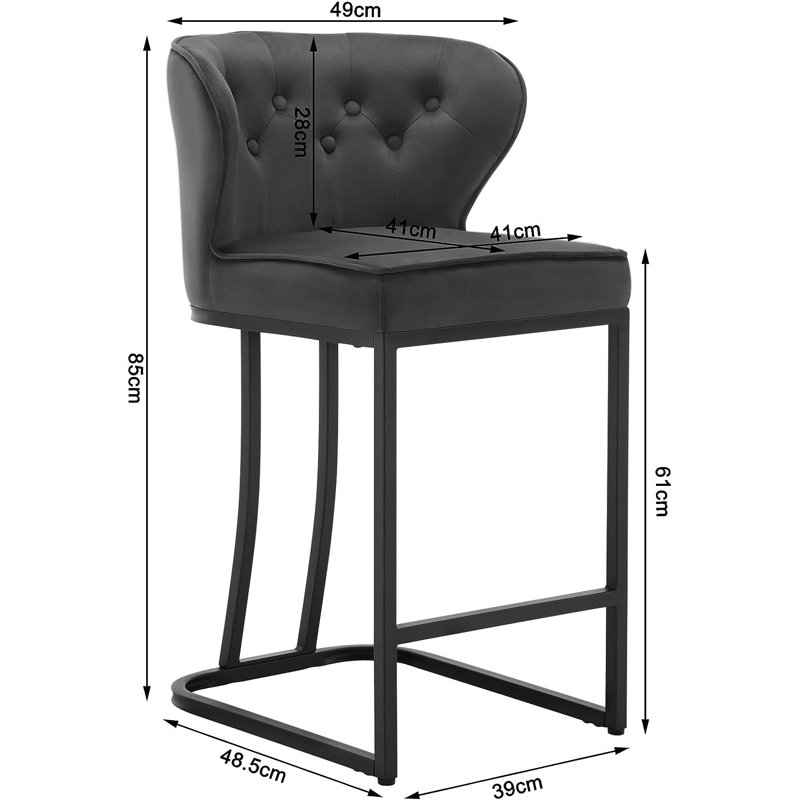 Plath Bar Stool Set, Dark Grey