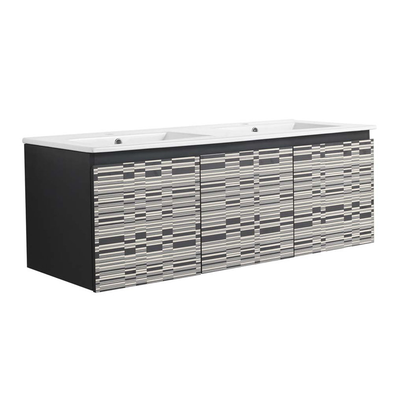 Ensemble de meuble-lavabo double 47,6 po avec plateau en céramique Shakarra
