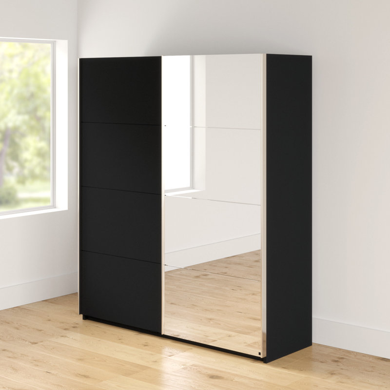 Moita 2 Door Sliding Wardrobe, Grey metallic, 210cm H x 226cm W x 62cm D