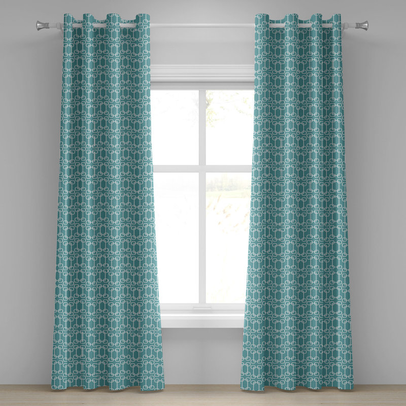 Rideau décoratif à œillets 2 panneaux Dakota Fields, bleu pétrole et blanc, L 50 po x L 84 po