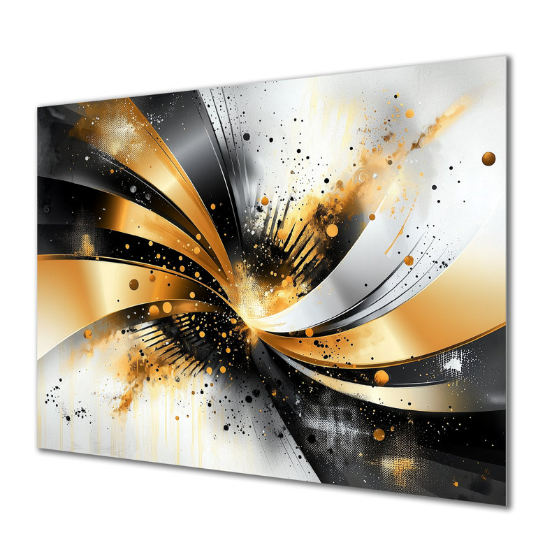 Fractal Waves Of Dark Golden Fusion IV - Abstract Metal Wall Decor, Fractal Metal Print, 12" H x 20" W x 0.84" D