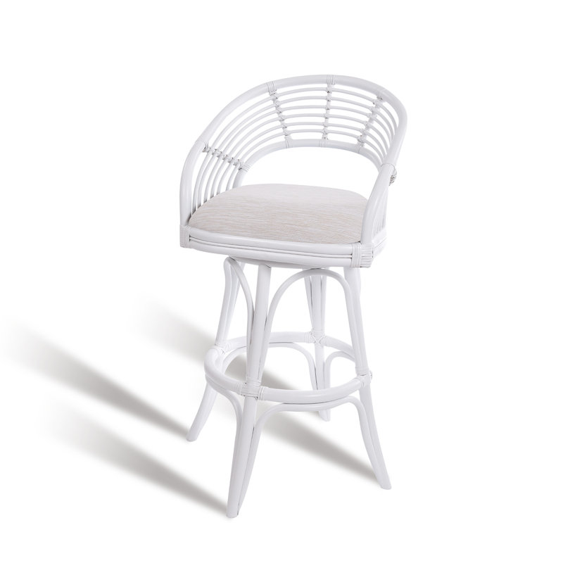 Danetra Swivel Stool, White Beige/White Frame, Bar Stool (32" Seat Height)