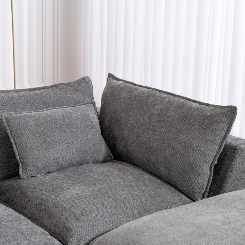 Canapé modulaire en U 129,8 po, Velours gris velours