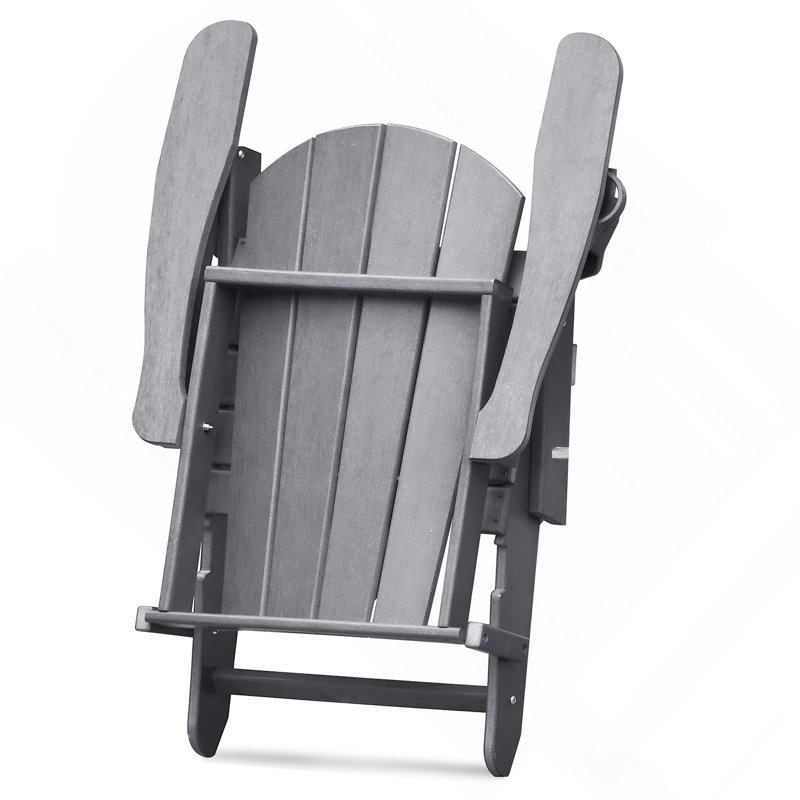 Folding Outdoor Adirondack Chair, All-weather Folding Fire Pit Chair, Ergonomic Design Patio Lawn Chair for Outside Deck Garden Backyardf Balcony, Grey