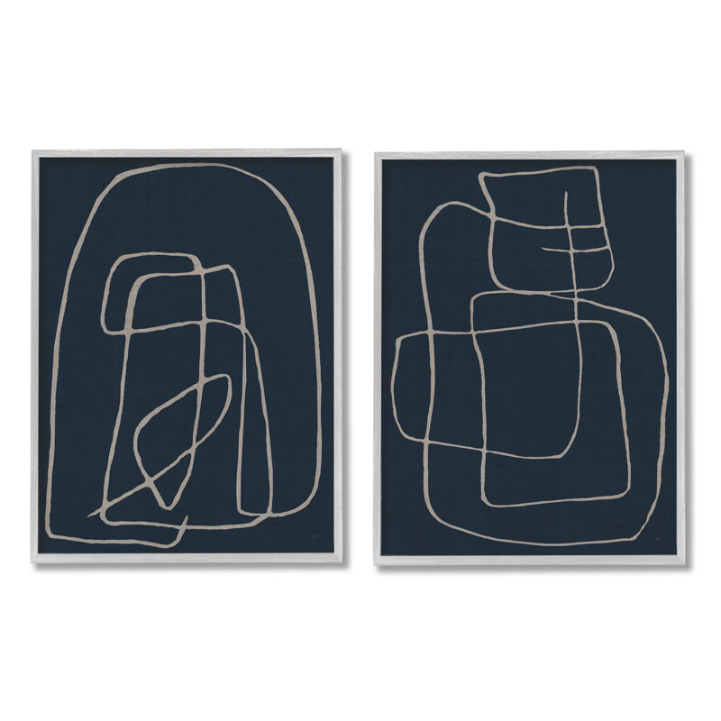 Contemporary Line Squiggle Shapes, ensemble de 2 estampes numériques par Susan Jill, H 14 po x l 22 po x P 1,5 po
