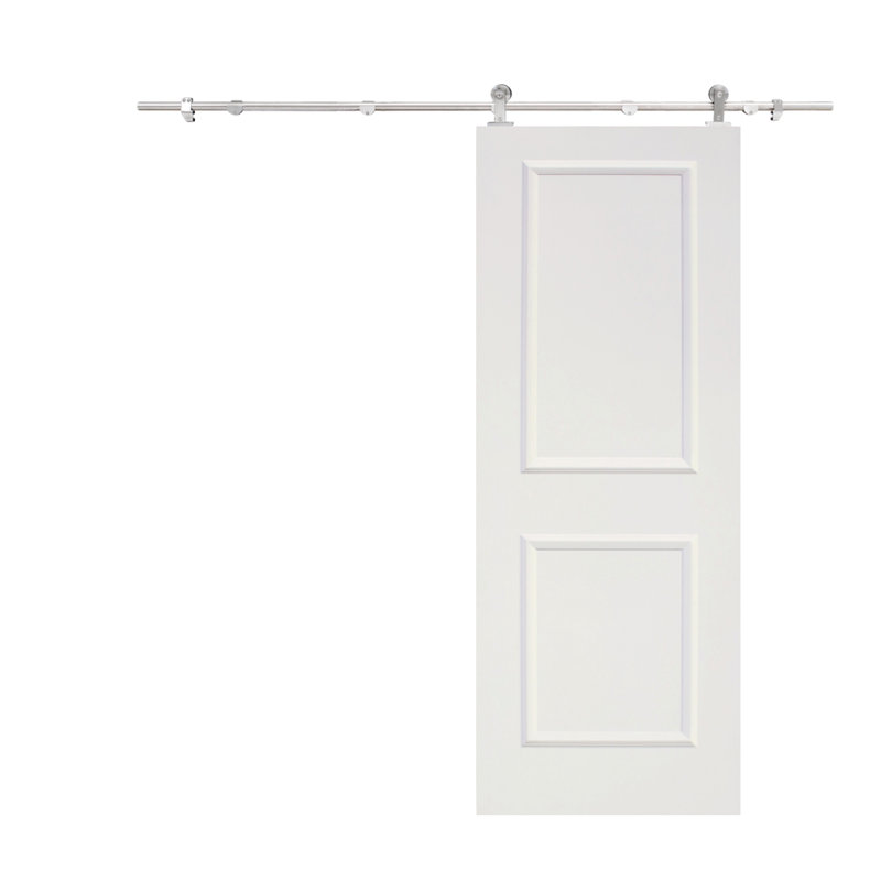 80'' Solid + Manufactured Wood Paneled Primed without Installation Hardware Kit Barn Door, Matte Black, 30" x 80"