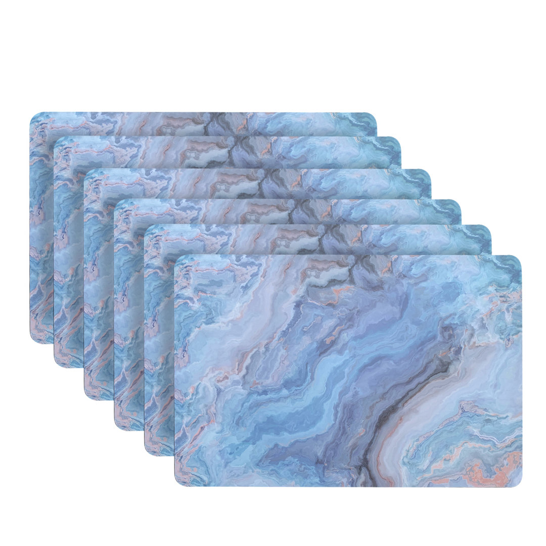 Placemats Dining Table Mat Table Decor Washable Non Slip Marble Rectangle 12 X 18 Navy (Set of 6) Dainty Home