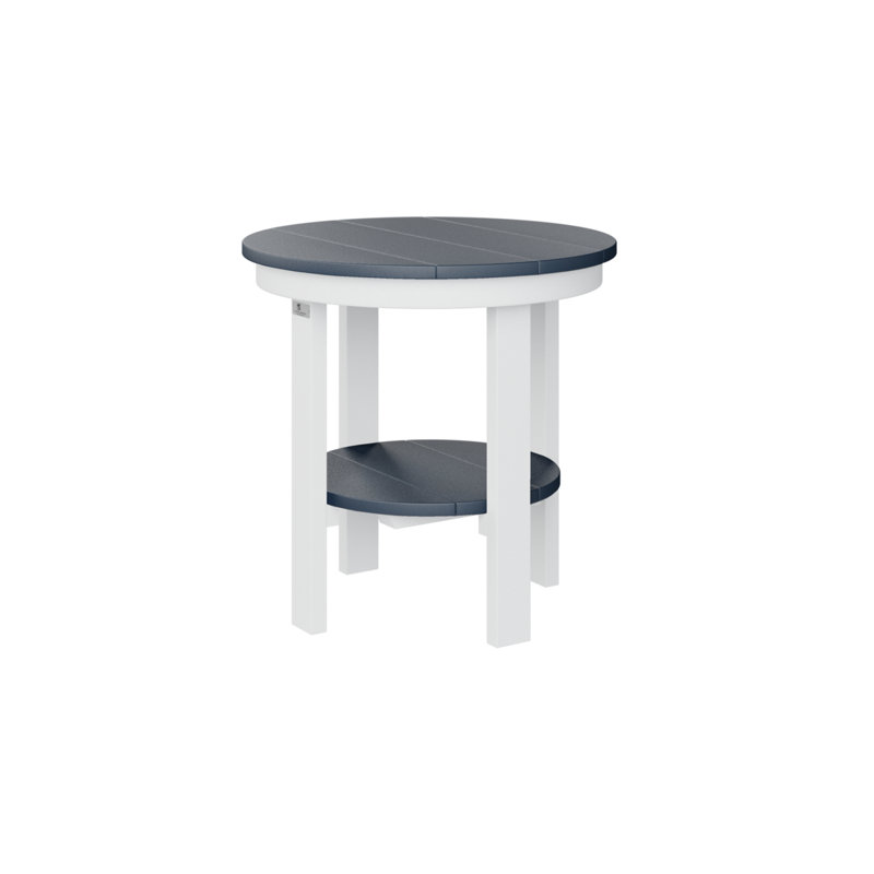 Berlin Gardens Regular Top With White Base Round End Dining Table, Navy Blue, 21" H x 21.5" W x 21.5" D