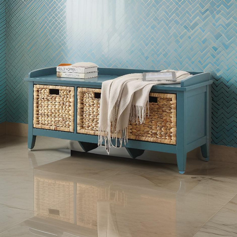 Banc de rangement à 3 tiroirs Laverne, Bleu sarcelle en double, 19" H x 43" W x 16" D