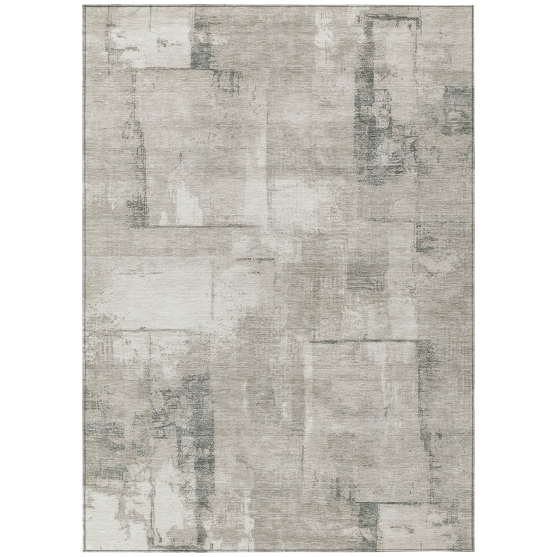 Beige Geometric Flat Woven 9' x 12' Synthetic Rug