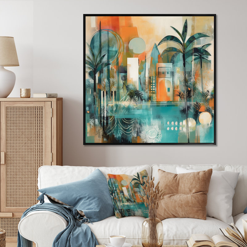 «Kathyrne Green and Orange Reflections Of A Free Mind I», reproduction sur toile, Cadre photo noir