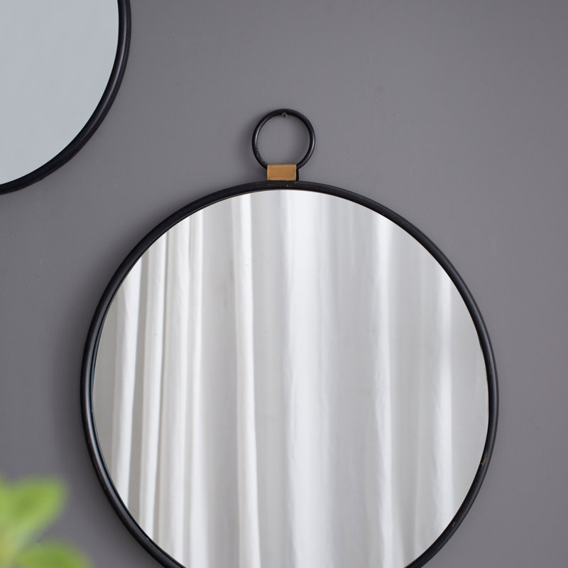 Miroir mural 24 po x 27 po avec cadre noir, miroir décoratif minimaliste contemporain, miroir