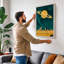 Saturn and the Yellow Convertible Retro - Wrapped Canvas-249942360-249942367