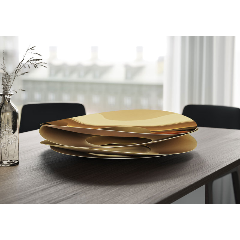 Slice Metal Decorative Bowl, Polished Gold
