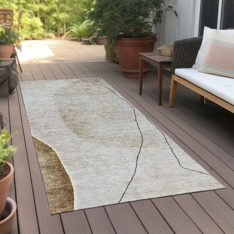Chrispin Washable Abstract Indoor / Outdoor Rug, Runner 2'3" x 7'6"