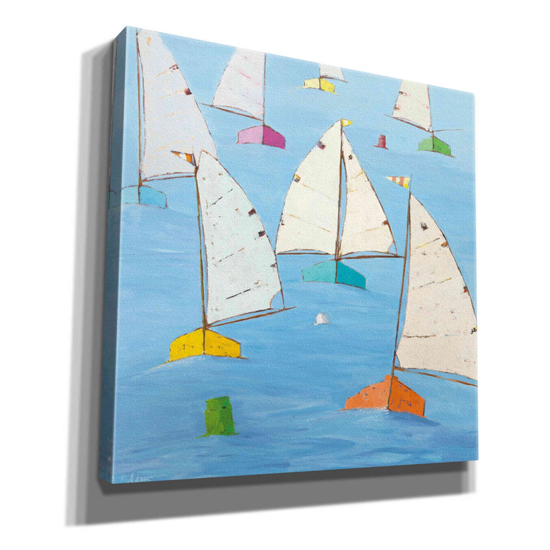 Regatta V - peinture sur toile tendue, H 12 po x l 12 po x P 0,75 po