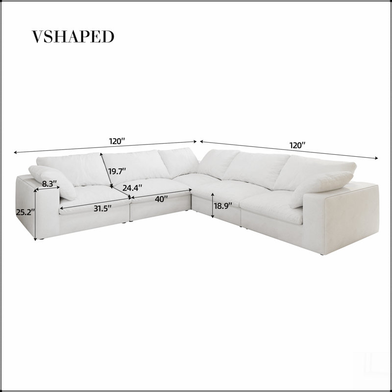 Canapé modulaire rembourré en V de 160 po Cloud