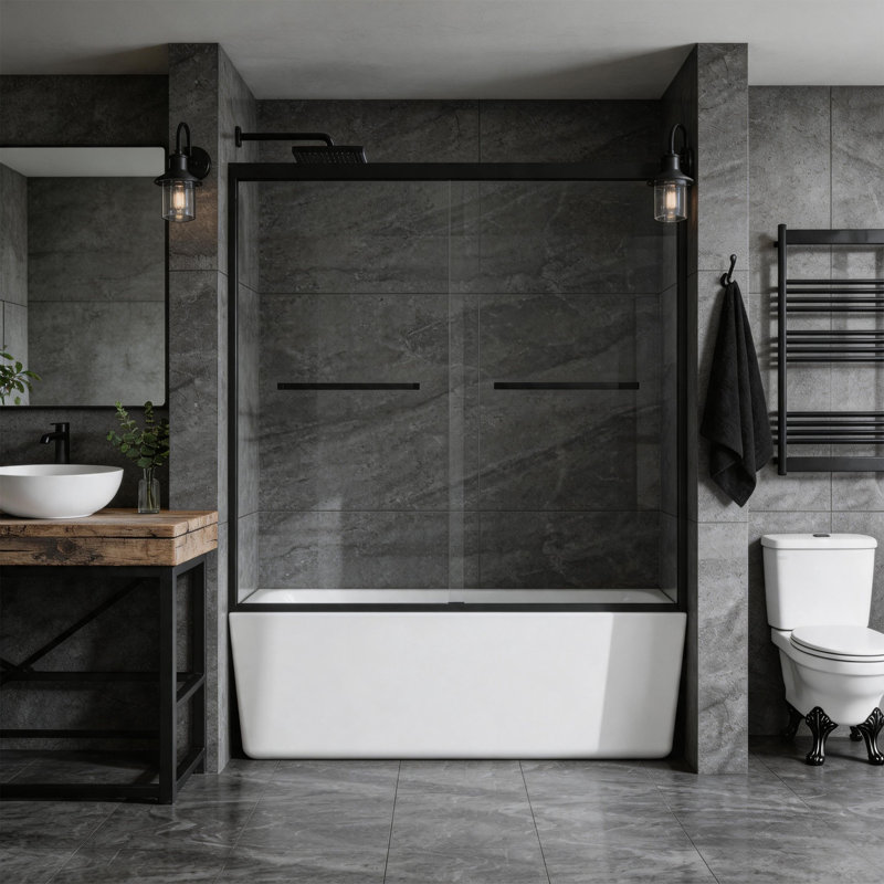 Porte de douche pliante en verre trempé antidéflagrant l 32-33 "x H 72"