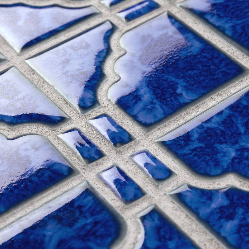 Carrelage mosaïque bleu en porcelaine 6 "x 6" Osaka