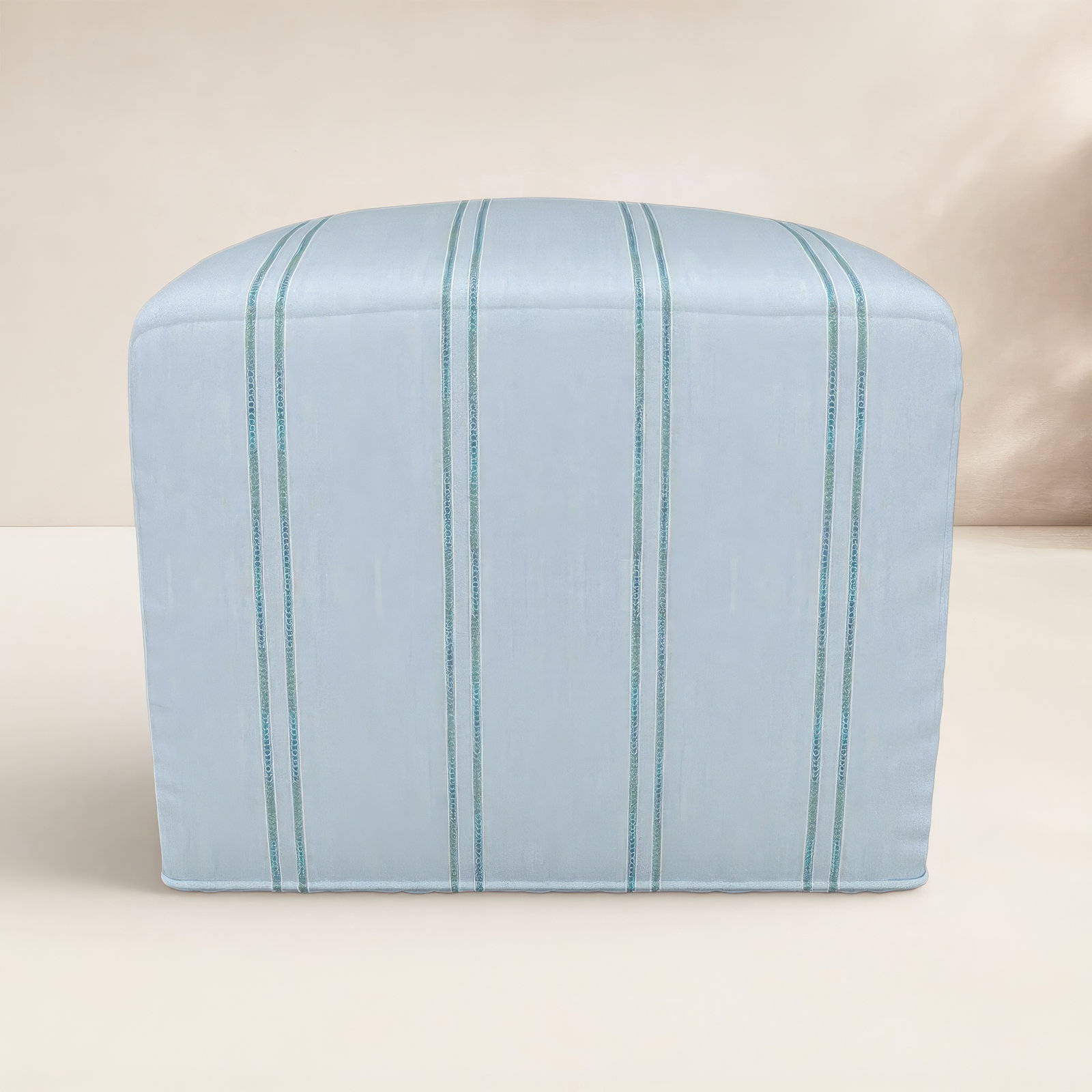 Eliana Sunbrella Outdoor Ottoman, 18"H x 22"W x 22"D, Sunbrella Wayward Sky