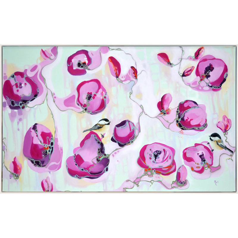 «Flowers of Love» par Marti Leroux - peinture sur toile à cadre flottant