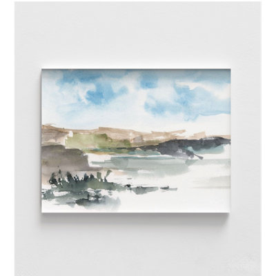 «Western Lake Study I» par Ethan Harper, reproduction d'aquarelle encadrée, aquarelle d'art Alcide, impression de peinture de ciel bleu, aquarelle de peinture de ciel