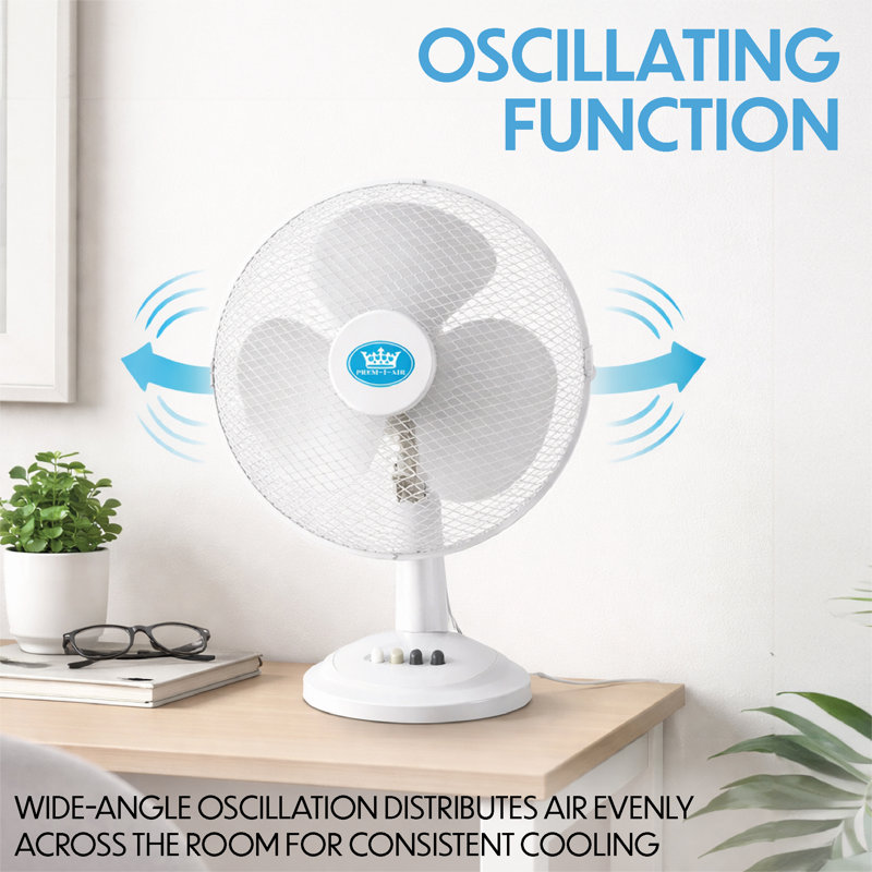 16" Desk Fan with Oscillation, 3 Speeds