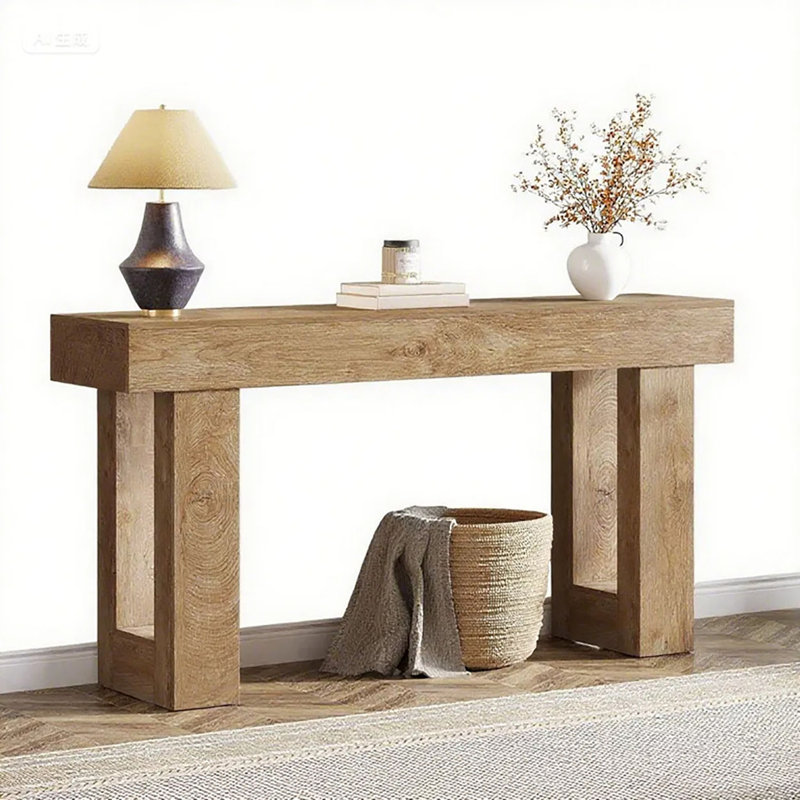 Table de canapé en bois - Console rectangulaire avec repose-pieds, bois d'ingénierie robuste, idéal pour le salon / le vestibule / le couloir