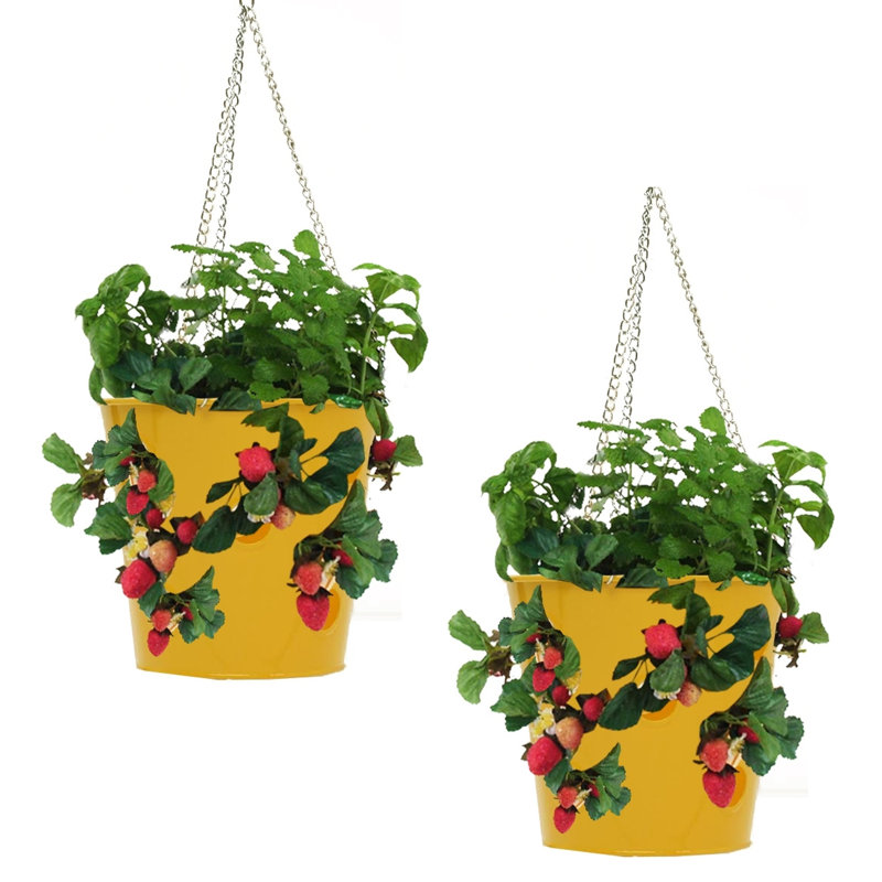 Pot à fleurs suspendu en acier galvanisé Inverleigh, Safran