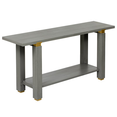 62.9" Modern Minimalist Console Table, Solid Wood Entryway Sofa Table with Metal Accents, Built-in Shelf, for Living Room, Hallway (3 Colors: Black, Gray, Natural)