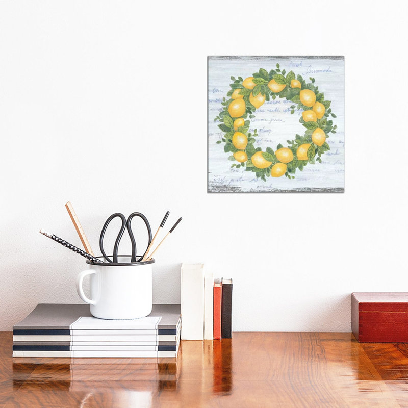 Lemon Wreath by Annie LaPoint - Wrapped Canvas Gallery-Wrapped Canvas Giclée, 30.48 cm H x 30.48 cm W