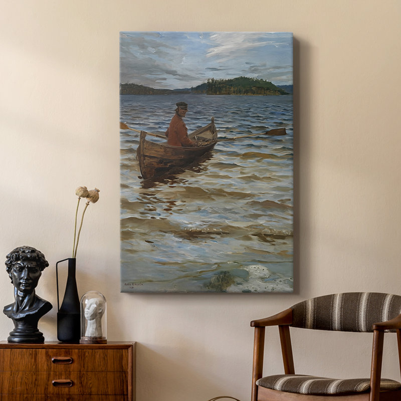 «Rowing to the Shore», toile tendue par Akseli Gallen-Kallela, 24 po x 36 po