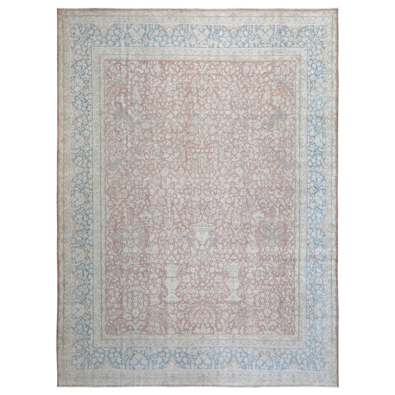 Tapis cuivre et bleu noué à la main de haute qualité