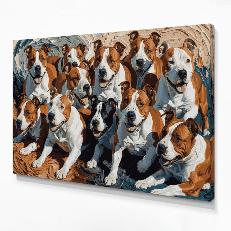 «Dogs Bull Terrier», art mural sur toile brune, 11" H x 14" W