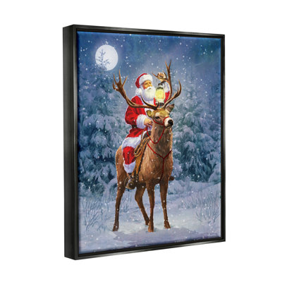 " Santa Riding Reindeer Landscape " by Pip Wilson