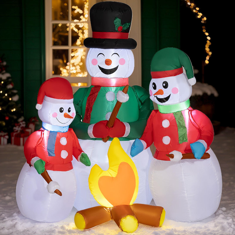 Décoration de jardin de Noël festif avec bonhomme de neige gonflable 5 pi avec lumières DEL intégrées