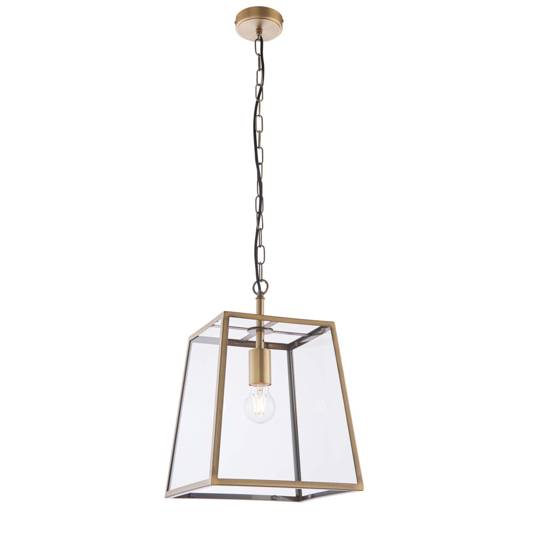 Norwalk 1 - Light Matt Antique Brass Lantern Pendant