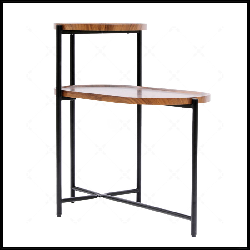 Petites tables basses Canapé moderne à 2 niveaux avec tablette de rangement et tables de bout en bois