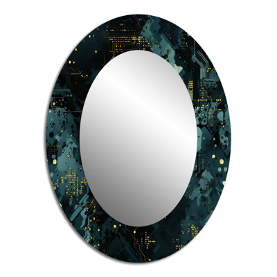 Cyber Camo Nexus - Miroir décoratif ovale abstrait sur métal