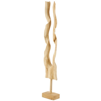 Teak Wood Handmade Live Edge Floor Abstract Decorative Brown Sculpture