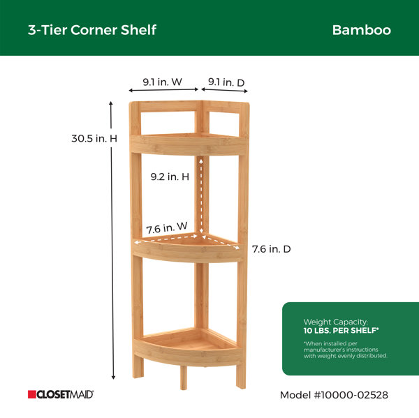 Elements Bamboo 3 Tier Corner Caddy