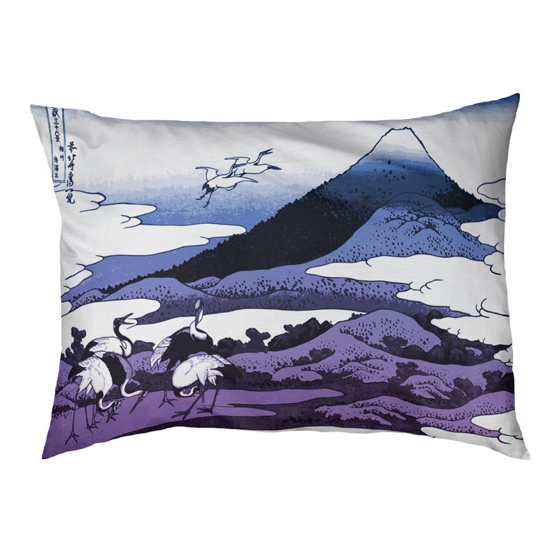 Coussin de concepteur japonais pour grues Burkart, L 42 po x l 52 po, Bleu / Mauve / Noir