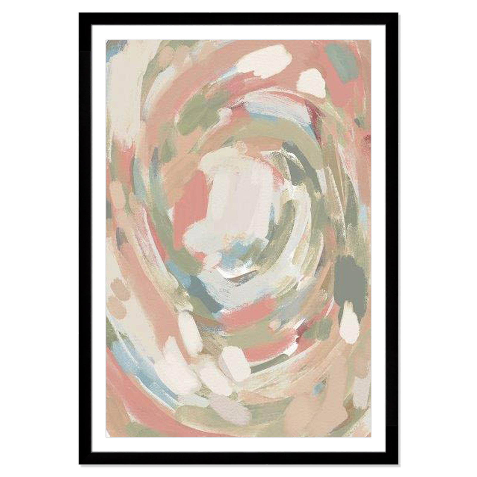 Carmelo Abstract Energy Spring Colors Framed On Paper by Leah Straatsma Print, Black Cube Frame Matted