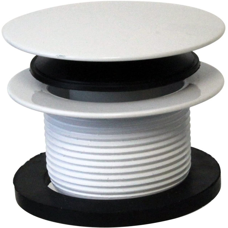 17 ga. Ensemble de drain de baignoire Tip-Toe avec trop-plein breveté sur joint à rotule, Blanc thermolaqué