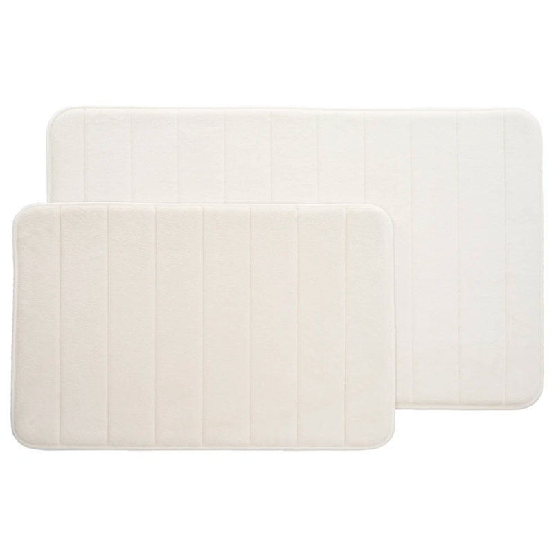 Ensemble de tapis de bain en mousse viscoélastique Billybob - Tapis de bain 2 pièces avec dessus en microfibre - Tapis antidérapants
