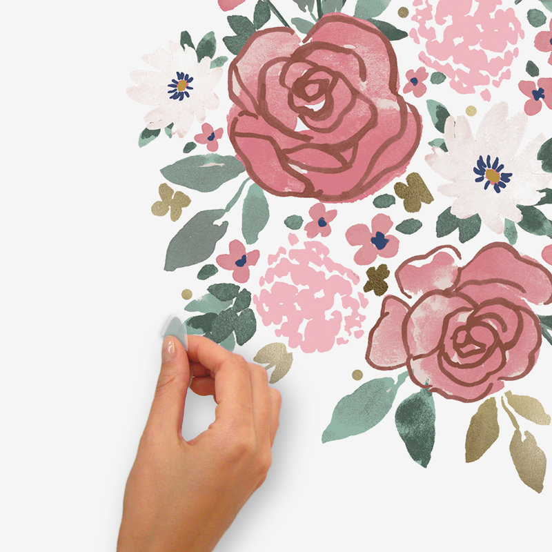 Adhésif décoratif floral et rose doré